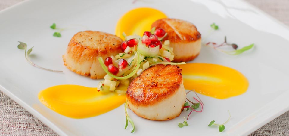 Beautifully plated scallops.